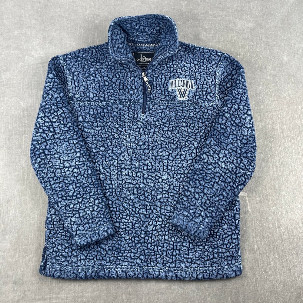 Villanova Men S Blue Pullover Boxercraft Sherpa Fleece Quarter Zip Wildcats